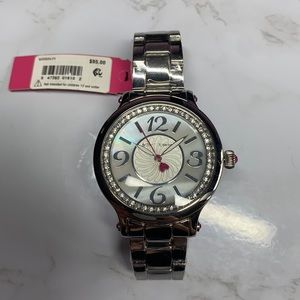 Betsey Johnson silver tone link bracelet watch
